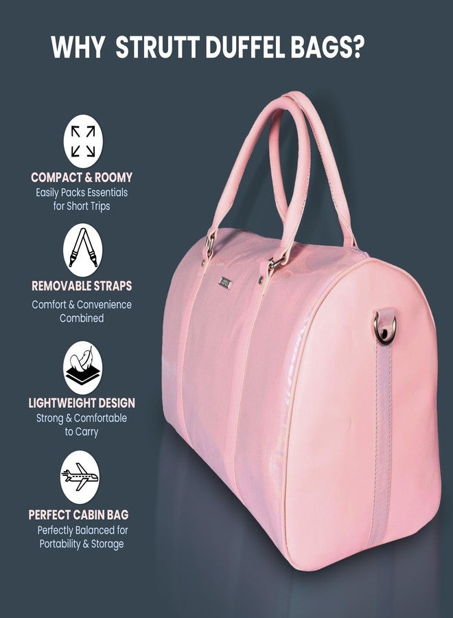 تبختر حقيبة سفر من الجلد الصناعي باللون الوردي الفاتح من ستروت - حقيبة سفر أنيقة وخفيفة الوزن للنساء، حقيبة سفر فاخرة للسفر والنادي الرياضي - Image 2